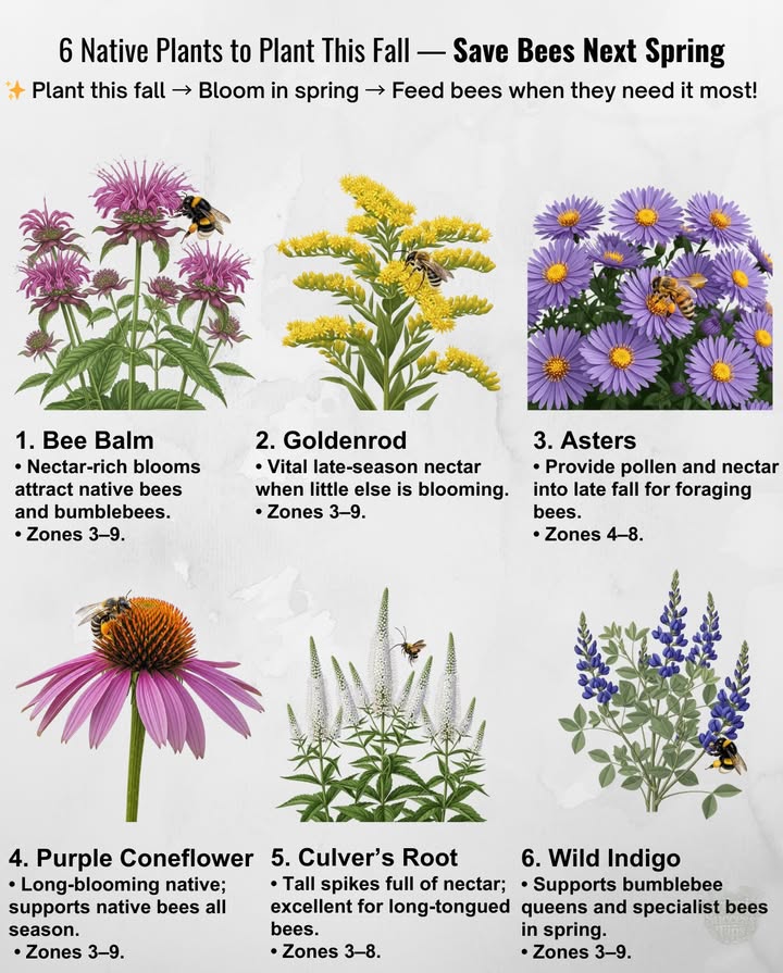 Plant in fall  Bloom every year  Feed the bees