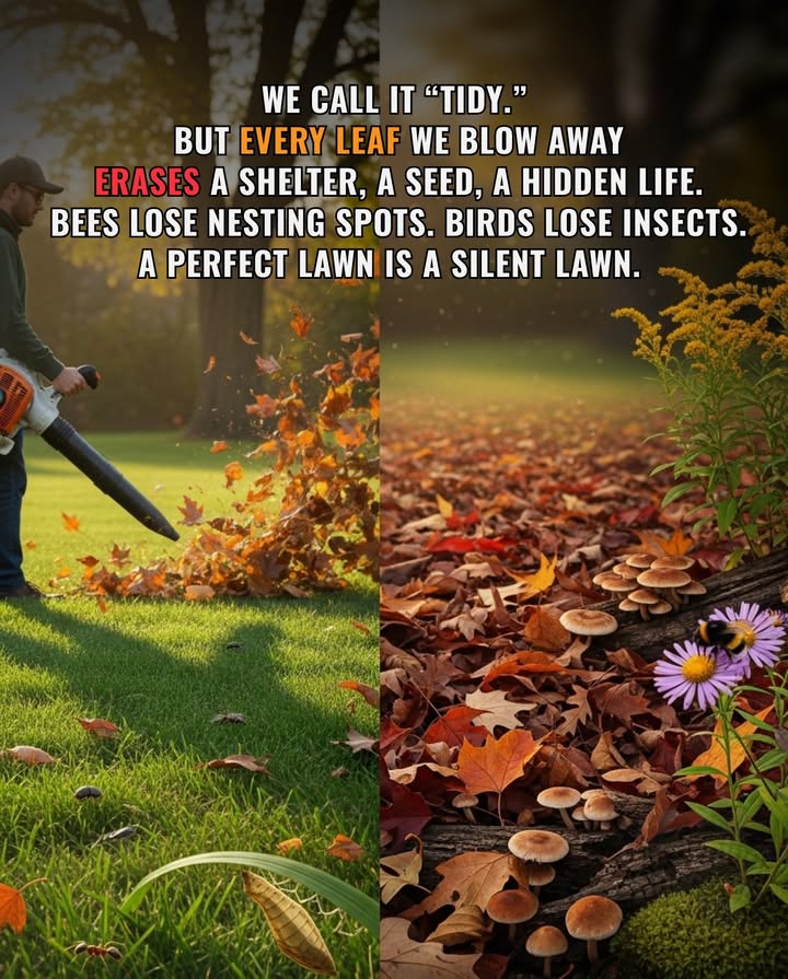 Every time we clear leaves or mow too short, we erase the micro-habitats that feed and shelter countless species  from native bees to overwintering butterflies.
 How to help:
 Leave leaves under trees and shrubs.
 Let grass grow a little wild.
 Skip chemical sprays and gas blowers.
Small messes make big homes for wildlife. 
#HabitatProtection #SupportWildlife