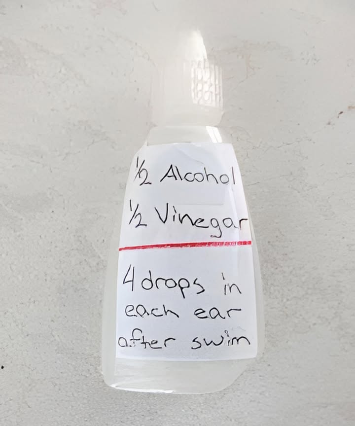 Homemade Swimmers ear drops !!! I even use this for my dogs 

Materials:
Vinegar
Everclear or vodka ethyl alcohol or 70% rubbing alcohol
eye drop container or anything with the ability to distribute drops
Directions:
1. Fill container you have selected with equal parts vinegar and alcohol. Mix thoroughly.
2. Put 4 drops in each ear after swimming. The alcohol dries out the ear and the vinegar kills bacteria.