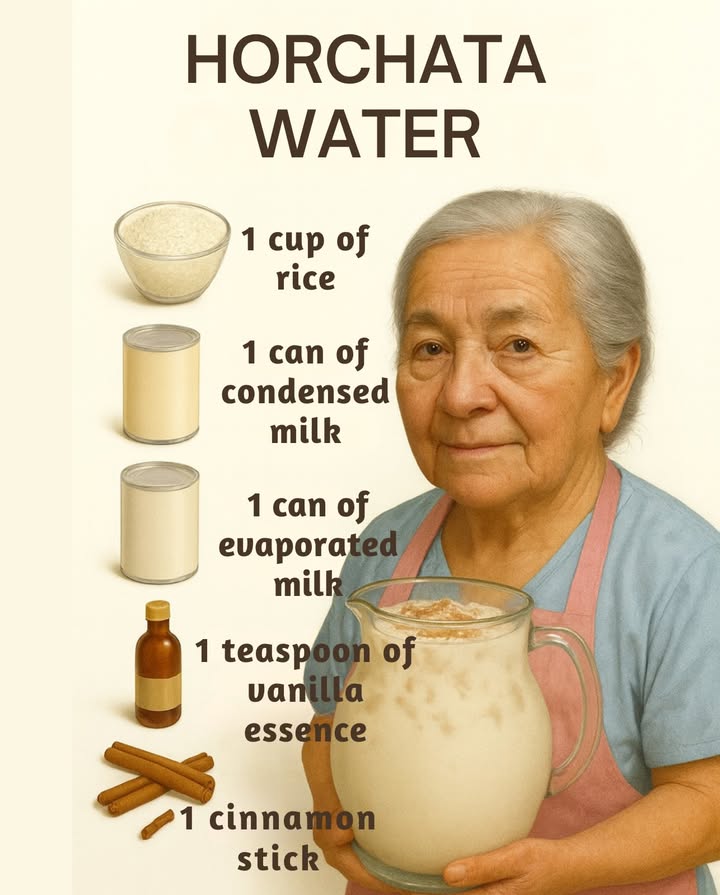Horchata Water
Ingredients:
1 cup of rice
1 can of condensed milk
1 can of evaporated milk
1 teaspoon of vanilla extract
1 cinnamon stick
1/2 teaspoon of ground cinnamon
4 tablespoons of sugar
Ice cubes to taste

Preparation:
Soak some ingredients
Rinse 1 cup of white rice in a colander.
Transfer the rinsed white rice from the colander to a bowl.
Also add 1 cinnamon stick to the bowl.
Cover the ingredients in bowl 1 with water and let them soak for about 2 hours, until soft.

Prepare the fresco
Check that the rice and the cinnamon stick you soaked are soft; if not, let them soak longer.
Transfer the rice and the cinnamon stick you soaked from the bowl to a blender, along with their water.
 Also add to the blender:
1 can of condensed milk.
1 can of evaporated milk.
1 teaspoon of vanilla extract.
4 tablespoons of sugar.

With the evaporated milk and condensed milk, the horchata water acquires a fantastically thick consistency.

Blend the ingredients very well.
Strain the blended mixture into a pitcher. Also add:
1/2 teaspoon of ground cinnamon.
2 liters of water.
Ice cubes to taste