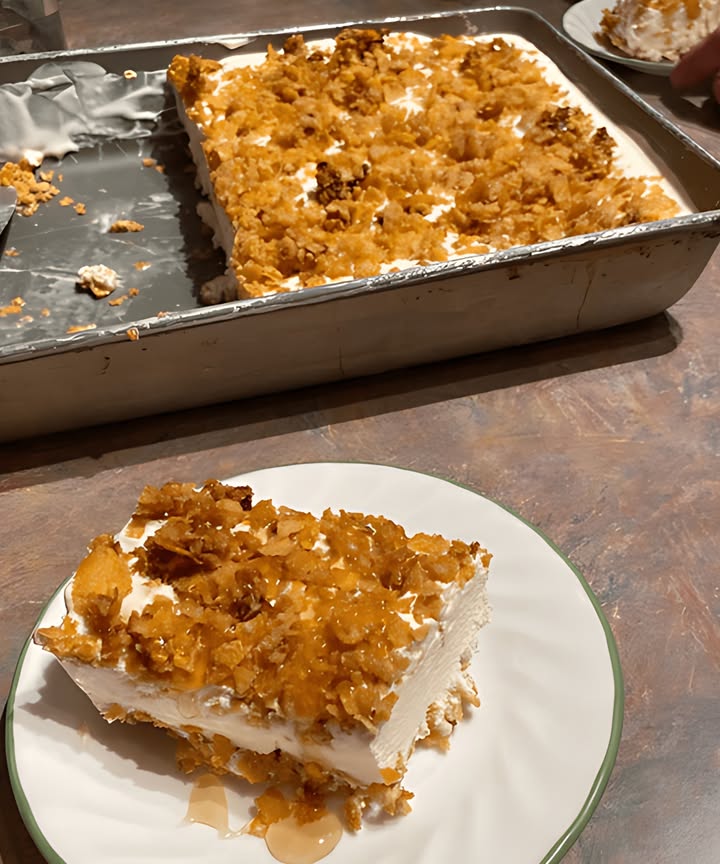 This Is So Tasty And So Darn Easy To Make!
NO-BAKE PINEAPPLE CREAM DESSERT 
Ingredients:
1 can 20 oz crushed pineapple, drained
1 package 8 oz cream cheese, softened
1/4 cup granulated sugar
1 tub 8 oz Cool Whip, thawed and divided
1 package 3.4 oz instant vanilla pudding mix
1 1/2 cups cold milk
1 package 7 oz graham crackers, crushed

Preparation time: 15 minutes Chill time: 2 hours

Instructions:
1. In a mixing bowl, combine the drained crushed pineapple, softened cream cheese, and granulated sugar. Beat with an electric mixer until smooth and creamy.
2. Fold in half of the tub of Cool Whip until well combined.
3. Spread the cream cheese mixture into the bottom of a 913 inch baking dish.
4. In another mixing bowl, whisk together the instant vanilla pudding mix and 1 1/2 cups of cold milk until smooth.
5. Spread the vanilla pudding mixture over the cream cheese layer in the baking dish.
6. Spread the remaining Cool Whip over the vanilla pudding layer.
7. Sprinkle the crushed graham crackers over the top of the Cool Whip layer.
8. Cover the baking dish with plastic wrap and refrigerate for 2 hours or until set.
9. Cut the No-Bake Pineapple Cream Dessert into squares and serve.