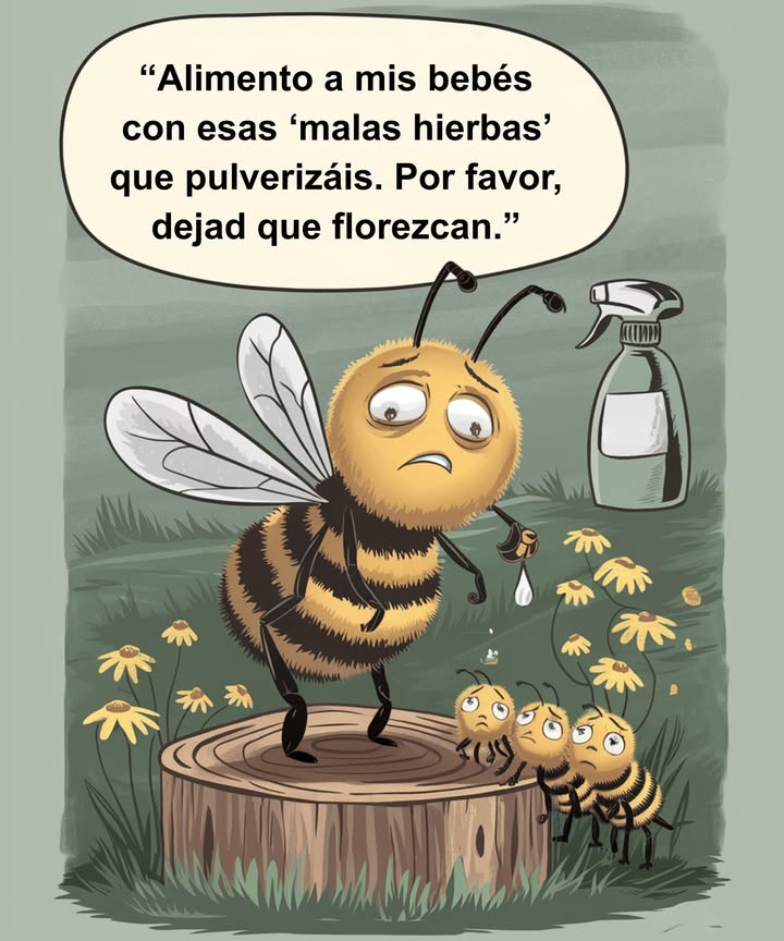 Las “malas hierbas” son verdaderos tesoros para la naturaleza 

No son solo plantas no deseadas: para las abejas, mariposas y muchos insectos, representan una fuente esencial de alimento.

 Las abejas obtienen néctar y polen para alimentar a sus larvas.
曆 Las mariposas aterrizan para forrajear.
 Las mariquitas encuentran refugio y alimento en ellas.

Al permitir que florezcan, contribuyes a la preservación de la biodiversidad, apoyas a los polinizadores y refuerzas el equilibrio natural de tu jardín.

 La naturaleza no tiene “malas hierbas”, solo aliados olvidados.