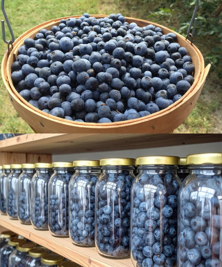 Arándanos frescos por meses, sin congelador y sin azúcar

Ricos en antioxidantes, perfectos para cuidar tu salud y endulzar naturalmente tus días.
Solo necesitas frascos, agua y jugo de limón para mantenerlos firmes, sabrosos y listos para usar en yogures, avena, postres o directamente a cucharadas.

Pasos esenciales
 Lava y seca bien los arándanos.
 Usa frascos de vidrio esterilizados.
 Añade 1 cda de jugo de limón por frasco 750 ml.
 Cubre con agua filtrada, dejando 1 cm libre.
 Pasteuriza 30 min en agua caliente.
 Deja enfriar dentro de la olla.
 Guarda en un lugar fresco y oscuro.

Se conservan durante meses con textura y color intactos, listos para alegrar recetas dulces o saladas.
Un método natural, económico y sin químicos para disfrutar de arándanos todo el año.