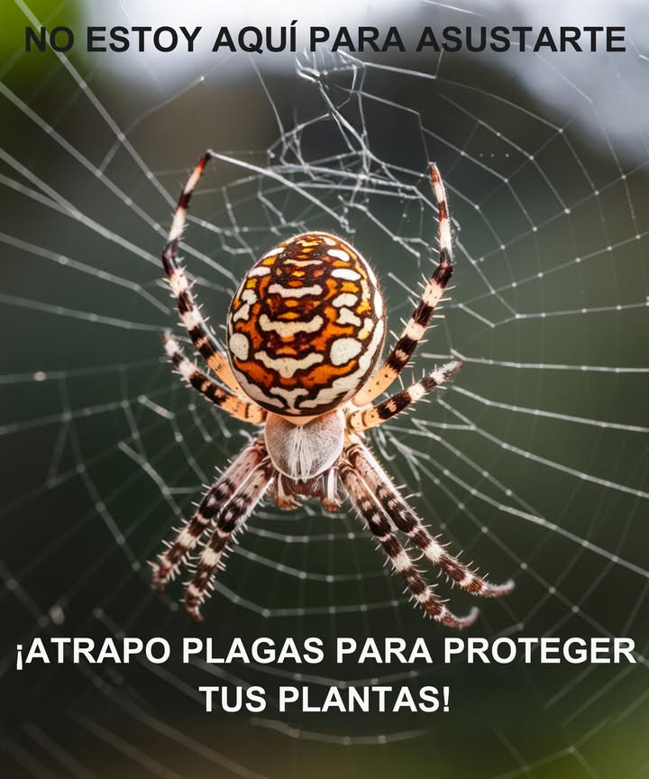 Araneae: La Araña
 Tejedoras silenciosas y controladoras de plagas
 Incomprendidas pero esenciales

 Por qué dejarlas en el jardín?
 Atrapan mosquitos, moscas y pulgones
 Control natural de insectos

 Consejo: Deja las esquinas con plantas un poco desordenadas