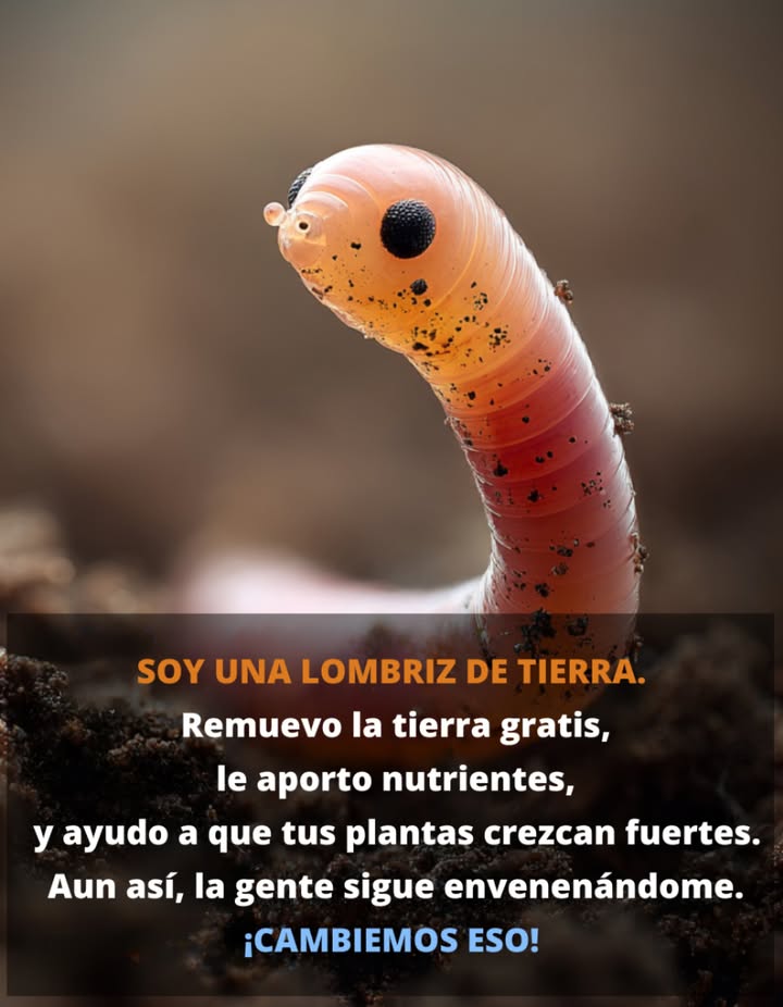 Los lombrices de tierra son los campeones no reconocidos del suelo, moviendo silenciosamente más de 20 toneladas de tierra por acre cada año.

Mientras excavan, abren canales que permiten que el aire y el agua fluyan hacia las raíces de las plantas. Al mismo tiempo, reciclan material muerto en excrementos que están llenos de nutrientes, a menudo cinco veces más ricos que el suelo ordinario.

Estos pequeños ingenieros ayudan a que los jardines y las granjas prosperen al potenciar microorganismos útiles, mejorar el drenaje del agua, aumentar la tolerancia a la sequía e incluso fijar carbono en el suelo.

Quieres darles una mano? Alimenta el suelo con materia orgánica, pertúrbalo lo menos posible, evita productos químicos agresivos y mantenlo ligeramente húmedo.

Creas o no, por cada persona en el planeta, hay alrededor de 1.5 millones de lombrices de tierra trabajando arduamente bajo nuestros pies.