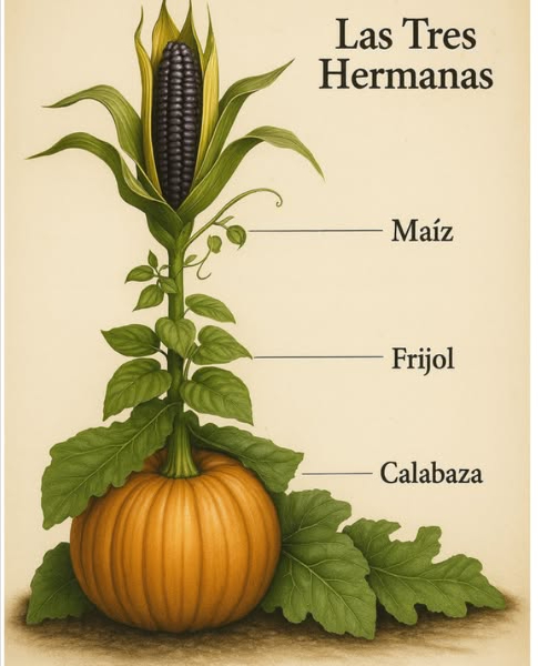 LAS TRES HERMANAS: EL SECRETO AGRÍCOLA DE LOS PUEBLOS INDÍGENAS
Mucho antes de la llegada de los fertilizantes y la agricultura moderna, los pueblos indígenas de América ya habían desarrollado un sistema perfecto: el cultivo conjunto de maíz, frijoles y calabaza.
Este método, conocido como Las Tres Hermanas, operaba de manera simbiótica:
 El maíz proporcionaba soporte a los frijoles.
齃 Los frijoles enriquecían la tierra al fijar nitrógeno, beneficiando al maíz.
 La calabaza, con sus amplias hojas, cubría el suelo, ayudaba a retener la humedad y prevenía el crecimiento de malezas.
Un equilibrio natural que es eficiente y sostenible, ideado siglos antes de que la ciencia pudiera explicarlo.
 Un testimonio de la sabiduría ancestral que aún tiene mucho que enseñarnos en la actualidad.