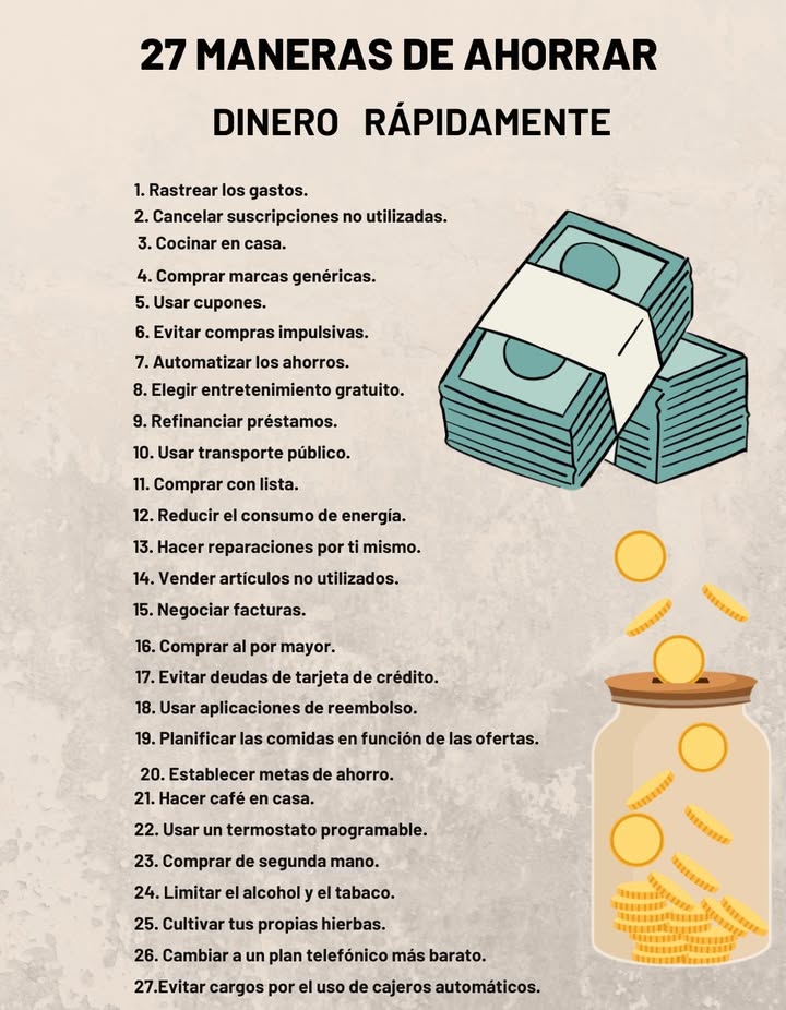 27 MANERAS DE AHORRAR DINERO RÁPIDAMENTE