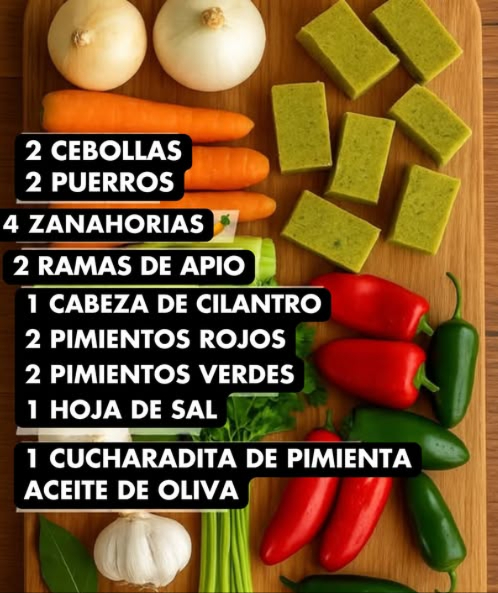 Pastillas de caldo caseras y llenas de sabor!
Dile adiós a los cubitos industriales y prepara los tuyos con ingredientes frescos y sin conservadores. Aquí va la receta:
凌 Ingredientes naturales:
 2 cebollas 500 g
 2 puerros 350 g
 4 zanahorias 200 g
 2 ramas de apio 100 g
 1 cabeza de ajos 40 g
 1 hoja de laurel
 1 manojo de cilantro
 2 pimientos verdes
 2 pimientos rojos
 50 g de sal opcional
 Aceite de oliva virgen extra
 Paso a paso:
Pica todas las verduras y sofríelas a fuego lento con un buen chorro de aceite de oliva y una pizca de sal.
Añade el cilantro, la hoja de laurel, un chorrito de agua y cocina hasta que todo esté bien tierno.
Tritura todo hasta formar una pasta espesa.
Cocina nuevamente la pasta, removiendo, hasta que se evapore toda el agua y quede bien concentrada.
Coloca en un molde forrado con film y refrigera toda la noche.
Corta en cubitos tipo pastilla de caldo.
Envuélvelos en papel aluminio y guárdalos en la nevera o el congelador.
流 Duran hasta 6 meses en el congelador
Y lo mejor: sin químicos ni conservadores, solo puro sabor casero 
Perfectas para sopas, guisos, arroces lo que se te ocurra!
#PastillasDeCaldo #RecetaCasera #CocinaSaludable