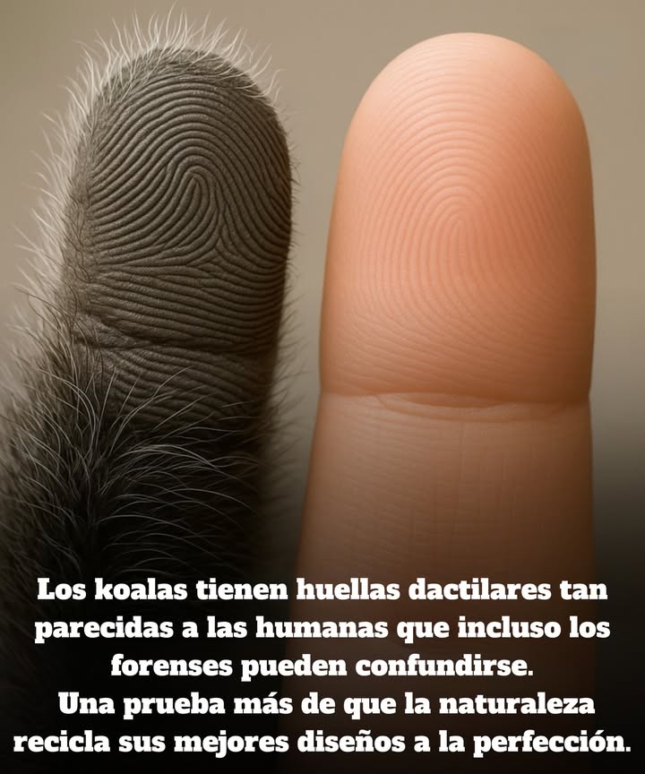 Los koalas tienen huellas dactilares tan similares a las humanas que incluso los forenses las confunden al microscopio. Únicos entre los marsupiales, desarrollaron estos surcos de forma independiente para sujetarse mejor a las ramas, un claro ejemplo de evolución convergente. Su precisión es tal que, en teoría, podrían alterar una escena del crimen, demostrando que la naturaleza a veces reutiliza sus mejores diseños entre especies.