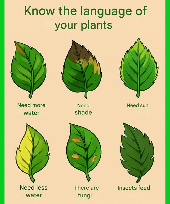 Spotting Plant Problems with Just Your Eyes 
Here are 6 key signs to keep your plants thriving:
 Dry, brittle leaves with yellow edges? Likely underwatering.
 Scorched or yellowing leaves? Too much direct sunlight.
 Pale leaves and weak stems? Not enough sunlight.
 Yellow leaves and mushy roots? Overwatering.
 Spots or mold on leaves? Possible fungal infection.
 Holes in leaves or bugs visible? Pest invasion.

Observe. Treat. Strengthen. Your garden will thank you!