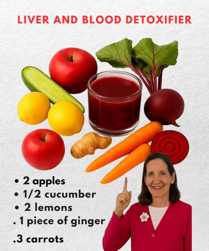 If you often feel tired or heavy, this natural beet juice can be a gentle way to support blood cleansing over a few days.

Preparation:
 Blend  cup of grated beet with  cup of water and 1 teaspoon of lemon juice
 Strain and drink immediately while fresh

How to use:
 Take it in the morning on an empty stomach for 5 consecutive days

Tip:
 Add a small carrot to increase vitamin A content and promote healthy-looking skin

Precautions:
 Always prepare fresh; do not store for later use
 Not recommended for those with active kidney issues

Note:
This is a natural detox option that supports general well-being but does not replace medical treatments. Results may differ from person to person.