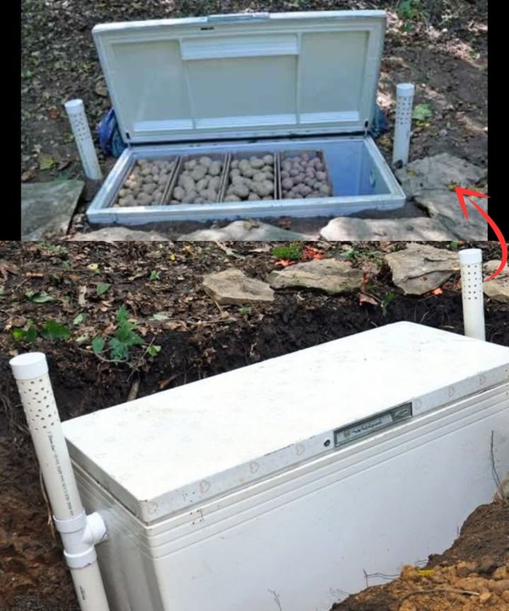 凌 Turn an Old Freezer into a Simple Root Cellar 凌
Got an old freezer thats no longer working? Repurpose it into an energy-free root cellar for storing vegetables!

1 Remove Parts: Take out the mechanical components and dispose of refrigerants safely.
2 Drill Ventilation Holes: Insert PVC pipes for airflow to prevent moisture buildup.
3 Bury the Freezer: Dig a hole and bury the freezer horizontally, leaving the lid exposed.
4 Cover and Seal: Insulate the lid and cap the PVC pipes to block out the elements.

Store potatoes, carrots, and more without using electricitysimple, eco-friendly, and effective!