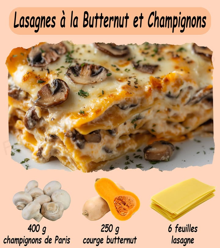 Lasagnes à la Courge Butternut et Champignons