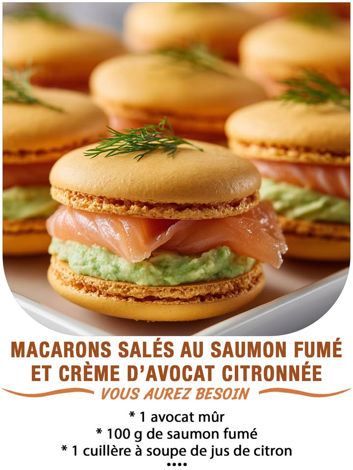 Macarons sales au saumon fume et creme davocat citronnee