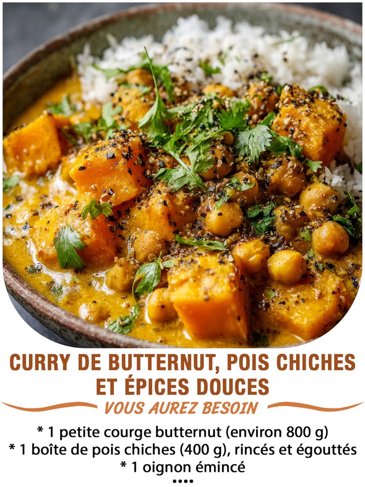 Curry de butternut, pois chiches et épices douces