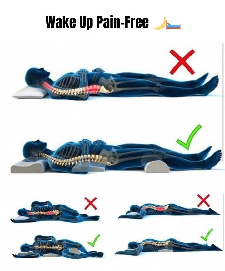 Sleep Posture 101: Wake Up Pain-Free 

 Back Sleeping  What Not to Do
 Flat legs without support
 Spine arches awkwardly
 Results in lower back pain

 Better Back Sleeping
 Slide a pillow under your knees
 Choose a contoured neck pillow
 Keeps your spine in a neutral position

 Side Sleeping  Common Mistakes
 Shoulder bears too much weight
 Spine twists during the night
 Pressure on hips builds up

 Better Side Sleeping
 Put a pillow between your knees
 Use a firm pillow for neck and shoulder support
 Helps your spine stay straight and relaxed

 Pro Tip: Good posture overnight means fewer aches in the morning!