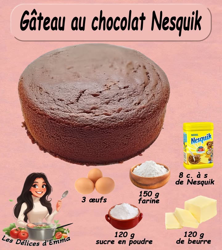 Gâteau au Nesquik avec Cœur Fondant au Chocolat