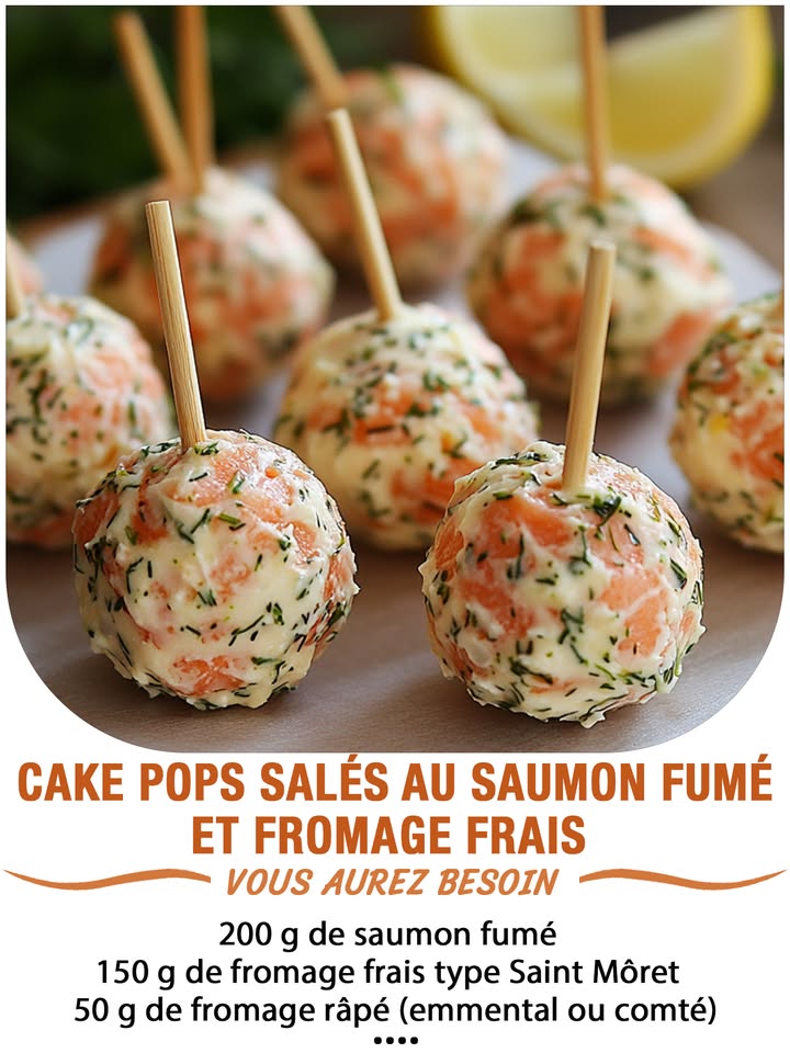 Cake pops salés au saumon fumé et fromage frais
Ingrédients :
200 g de saumon fumé  
150 g de fromage frais type Saint Môret  
50 g de fromage râpé emmental ou comté  
2 cuillères à soupe de crème fraîche épaisse  
Quelques brins daneth ou de ciboulette  
Poivre du moulin  
Pics en bois ou bâtonnets à cake pops
 퐈퐥 퐟퐚퐮퐭 퐪퐮퐞 퐯퐨퐮퐬 퐞퐱퐩퐫퐢퐦퐢퐞퐳 퐪퐮퐞퐥퐪퐮퐞 퐜퐡퐨퐬퐞 퐩퐨퐮퐫 퐜퐨퐧퐭퐢퐧퐮퐞퐫 à 퐫퐞퐜퐞퐯퐨퐢퐫 퐦퐞퐬 퐫퐞퐜퐞퐭퐭퐞퐬.
. 퐌퐞퐫퐜퐢. 殺
 퐑퐞퐜퐞퐭퐭퐞퐬 퐞퐧  퐂.ퟎ.퐌.퐌.퐄.퐍.퐓.퐀.퐈.퐑.퐄.