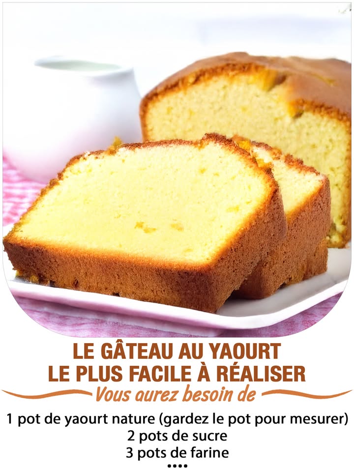 Le Gâteau au Yaourt le Plus Simple à Réaliser 葉
Ingrédients :
1 pot de yaourt nature gardez le pot pour mesurer les autres ingrédients
2 pots de sucre
3 pots de farine
1/2 pot dhuile végétale
3 œufs
1 sachet de levure chimique
1 sachet de sucre vanillé
1 pincée de sel
 퐈퐥 퐟퐚퐮퐭 퐪퐮퐞 퐯퐨퐮퐬 퐞퐱퐩퐫퐢퐦퐢퐞퐳 퐪퐮퐞퐥퐪퐮퐞 퐜퐡퐨퐬퐞 퐩퐨퐮퐫 퐜퐨퐧퐭퐢퐧퐮퐞퐫 à 퐫퐞퐜퐞퐯퐨퐢퐫 퐦퐞퐬 퐫퐞퐜퐞퐭퐭퐞퐬.
. 퐌퐞퐫퐜퐢. 殺
 퐑퐞퐜퐞퐭퐭퐞 퐞퐧  퐂.ퟎ.퐌.퐌.퐄.퐍.퐓.퐀.퐈.퐑.퐄.