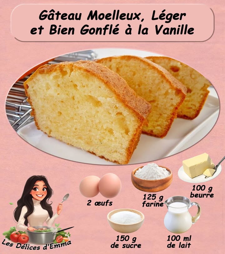 Gâteau Moelleux, Léger et Bien Gonflé à la Vanille 葉