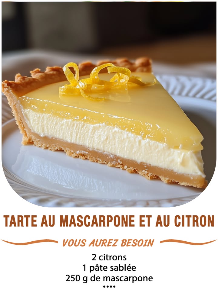 Tarte au mascarpone et au citron 
Ingrédients :
1 pâte sablée  
250 g de mascarpone  
20 cl de crème liquide entière bien froide  
60 g de sucre glace  
1 cuillère à café de vanille liquide facultatif
 Pour le lemon curd :
2 œufs  
80 g de sucre  
Le jus de 2 citrons  
Le zeste fin dun citron  
1 cuillère à soupe de maïzena
 퐈퐥 퐟퐚퐮퐭 퐪퐮퐞 퐯퐨퐮퐬 퐞퐱퐩퐫퐢퐦퐢퐞퐳 퐪퐮퐞퐥퐪퐮퐞 퐜퐡퐨퐬퐞 퐩퐨퐮퐫 퐜퐨퐧퐭퐢퐧퐮퐞퐫 à 퐫퐞퐜퐞퐯퐨퐢퐫 퐦퐞퐬 퐫퐞퐜퐞퐭퐭퐞퐬.
. 퐌퐞퐫퐜퐢. 殺
 퐑퐞퐜퐞퐭퐭퐞 퐞퐧  퐂.ퟎ.퐌.퐌.퐄.퐍.퐓.퐀.퐈.퐑.퐄.