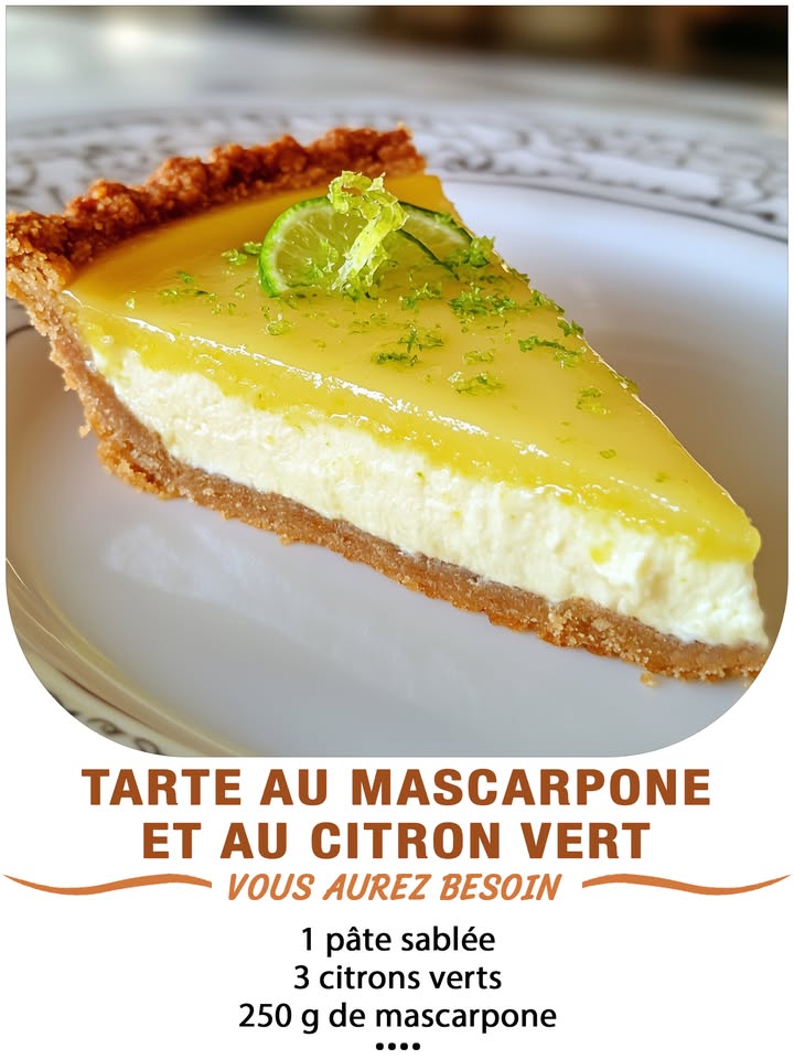 Tarte au mascarpone et au citron vert
Ingrédients :
1 pâte sablée
250 g de mascarpone
20 cl de crème liquide entière bien froide
60 g de sucre glace
1 c. à café de vanille liquide facultatif
Pour le curd citron vert :
Le jus de 3 citrons verts
Le zeste fin de 2 citrons verts
2 œufs
80 g de sucre
1 c. à soupe de maïzena
30 g de beurre
 퐈퐥 퐟퐚퐮퐭 퐪퐮퐞 퐯퐨퐮퐬 퐞퐱퐩퐫퐢퐦퐢퐞퐳 퐪퐮퐞퐥퐪퐮퐞 퐜퐡퐨퐬퐞 퐩퐨퐮퐫 퐜퐨퐧퐭퐢퐧퐮퐞퐫 à 퐫퐞퐜퐞퐯퐨퐢퐫 퐦퐞퐬 퐫퐞퐜퐞퐭퐭퐞퐬.
. 퐌퐞퐫퐜퐢. 殺
 퐑퐞퐜퐞퐭퐭퐞 퐞퐧  퐂.ퟎ.퐌.퐌.퐄.퐍.퐓.퐀.퐈.퐑.퐄.