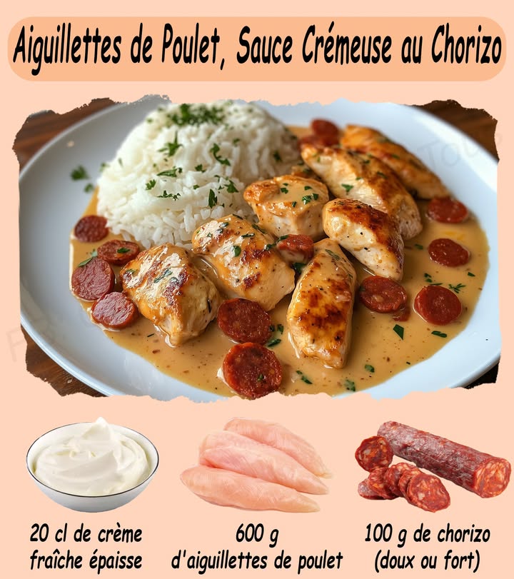 Aiguillettes de Poulet, Sauce Cremeuse au Chorizo