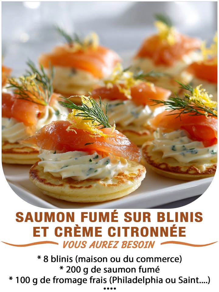 Saumon fumé sur blinis et crème citronnée
