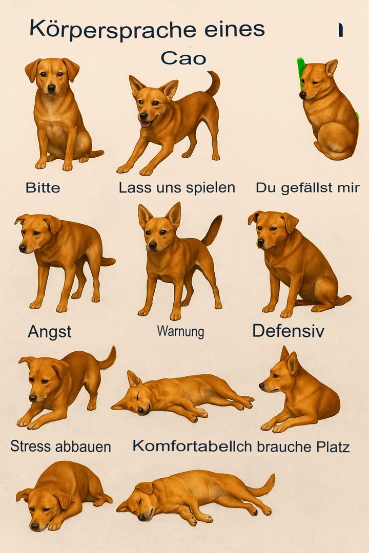 Wie man die Körpersprache Ihres Hundes versteht: Ein vollständiger Leitfaden
Haben Sie sich je gefragt, was Ihr Hund Ihnen mitteilen möchte? Obwohl Hunde nicht sprechen wie wir, haben sie eine eigene, klare Körpersprache, die voller Bedeutung steckt. Das Verstehen dieser Sprache stärkt nicht nur die Bindung zu Ihrem Vierbeiner, sondern hilft auch, Missverständnisse zu vermeiden und die Beziehung noch schöner zu gestalten. Folgen Sie diesem freundlichen und einfachen Schritt-für-Schritt-Plan, um die Sprache Ihres Hundes besser zu verstehen!

里 Schritt 1: Ruhigen Ort wählen
Finden Sie ein ruhiges Umfeld ohne Lärm und Ablenkungen. So kann Sie Ihr Hund besser beobachten und sich entspannen.

里 Schritt 2: Die wichtigsten Bereiche beobachten
Schauen Sie sich systematisch die Körpersignale an: Beginnen Sie mit den Ohren und Augen, dann den Mund, den Körper und schließlich die Schwanzhaltung.

里 Schritt 3: Notizen machen
Halten Sie fest, was Sie sehen. Das erleichtert es, Muster und Gewohnheiten zu erkennen und besser zu interpretieren.

里 Schritt 4: Verschiedene Situationen beobachten
Achten Sie darauf, wie Ihr Hund in unterschiedlichen Situationen reagiert: beim Spielen, bei Besuchern, beim Futterholen usw.

里 Schritt 5: Situationsvergleiche anstellen
Vergleichen Sie die Signale in verschiedenen Situationen. Ein und dasselbe Zeichen kann je nach Kontext unterschiedliche Bedeutungen haben.

里 Schritt 6: Geduld und Regeln bewahren
Vermeiden Sie es, einzelne Signale isoliert zu interpretieren. Ihre Körpersprache ist ein Gesamtbild, das im Zusammenhang gesehen werden muss.

 Bleiben Sie neugierig und liebevoll!
Mit Geduld und Aufmerksamkeit bauen Sie eine tiefere Verbindung auf. Ihr Hund wird es spüren und sich immer sicherer und geliebter fühlen. Viel Erfolg auf Ihrer Reise, Ihren treuen Freund noch besser zu verstehen!