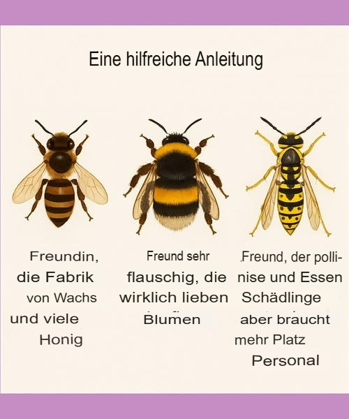 Wie jede Pflanze im Garten ihren Platz hat, so hat auch jedes Lebewesen in der Natur seine eigene Aufgabe  und dieser unterhaltsame Leitfaden über unsere summenden Freunde erinnert uns genau daran! Ob es die fleißige Honigbiene ist, die Honig und Wachs produziert, der flauschige Hummelfreund, der Blüten liebt, oder die Wespe, die Schädlinge in Schach hält und dabei ihren Freiraum genießt  alle spielen sie eine wichtige Rolle in unseren Gärten. Wenn wir ihren Lebensraum respektieren und ihre Funktionen anerkennen, können wir ein ausgewogenes, blühendes Ökosystem schaffen, in dem jede Art zur Schönheit und Fruchtbarkeit unserer grünen Oasen beiträgt.