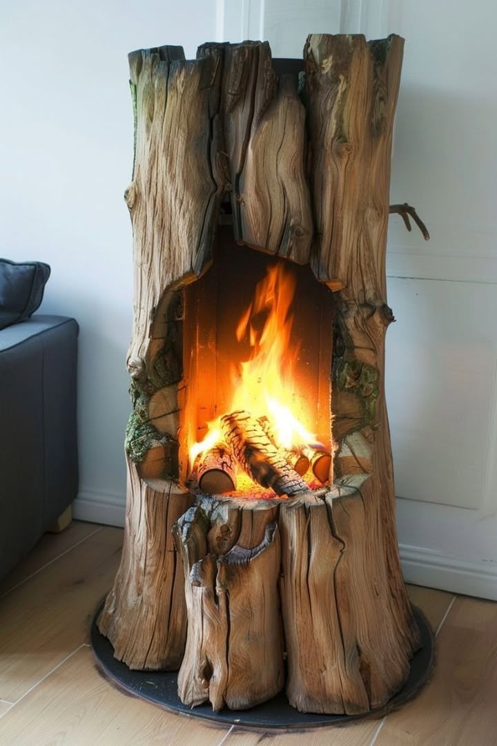 Wenn Natur auf Licht trifft: Ausgehöhlte Baumstämme verwandeln sich in magische Deko-Highlights!  Ein echter Blickfang für Balkon, Terrasse oder Wohnzimmer.