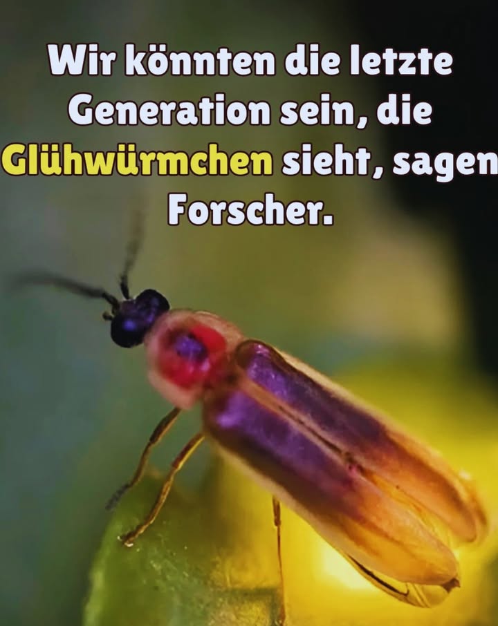 Lichter gehen aus 
Glühwürmchen verschwinden  nicht vom Schicksal, sondern durch unser Zutun.
Pestizide. Lichtverschmutzung. Lebensraumverlust.
Der Bernstein-Sternschnuppen-Glühwürmchen war fast vorbei bis jemand es bemerkte.

Es ist nicht zu spät.
 Lass deinen Garten ungezähmt
 Schalte Flutlicht aus
 Verzichte auf Sprays
 Pflanze heimisch
 Bewahre die Dunkelheit

Es geht hier nicht nur um Nostalgie.
Es ist eine Warnung. Eine Chance. Ein Funke, den wir noch retten können.
Lass es leuchten