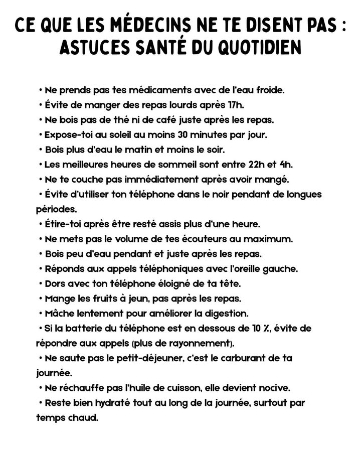 喙 Ce que les médecins ne te disent pas : astuces santé du quotidien
