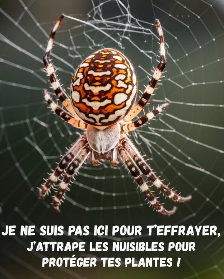 Araneae : LAraignée
 Tisseuses silencieuses et alliées précieuses du jardin
 Essentielles pour léquilibre naturel et la biodiversité

 Atouts dans le jardin
 Capturent moustiques, mouches et pucerons
 Maintiennent un contrôle naturel des insectes nuisibles

 Astuce
Conserver des zones végétales légèrement en désordre pour leur offrir un refuge naturel