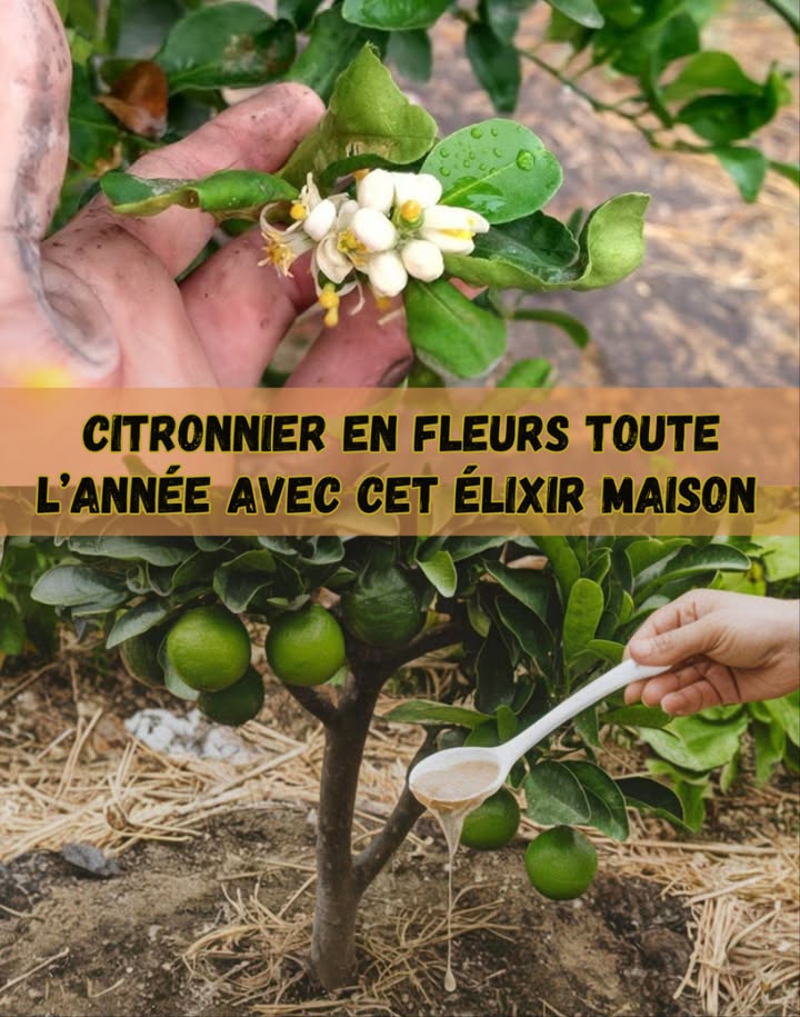 Faites fleurir votre citronnier toute lannée avec cet élixir maison 
Facile à préparer, nutritif et très efficace pour stimuler la floraison et la fructification.
籠 Préparation étape par étape :
1. Mélanger 1 L deau avec 4 c. à c. de flocons davoine en poudre.
2. Ajouter 1 c. à c. de cannelle et 1 c. à c. de sucre roux.
3. Couvrir dun linge et laisser fermenter 2 jours dans un endroit chaud.
4. Diluer ensuite dans 5 L deau.
5. Appliquer directement sur la terre, au pied du citronnier.
6. Répéter tous les 15 jours pour assurer une floraison continue. 
 Riche en nutriments naturels, cet élixir renforce larbre et stimule une floraison abondante.