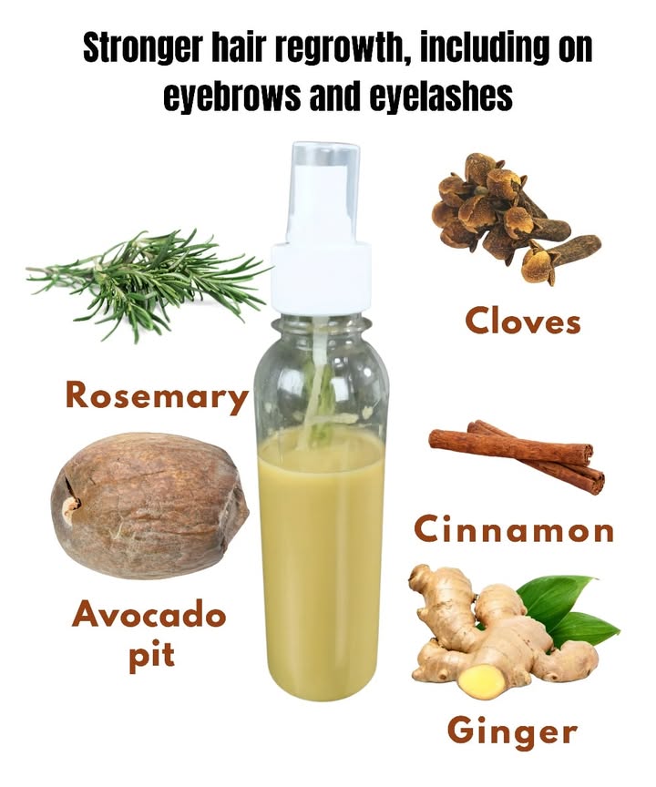 Natural lotion to boost hair growth 

1 Rosemary to strengthen the roots
2 Avocado seed to deeply nourish
3 Cloves to improve scalp circulation
4 Cinnamon to stimulate hair growth
5 Ginger to encourage stronger new hair