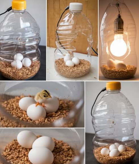 Construire une incubatrice maison avec une bouteille deau 

 Matériaux nécessaires
 Bouteille en plastique de 5 L ou plus
 Petites ampoules ou lampes chauffantes
 Thermomètre  hygromètre
 Carton à œufs ou mousse pour stabiliser
 Outils pour couper et percer

 Étapes clés
1 Préparer la bouteille : nettoyer et découper une large ouverture sur le côté.
2 Installer la chaleur : placer les ampoules pour chauffer uniformément. Maintenir 37,5 C.
3 Stabiliser les œufs : utiliser carton ou mousse pour éviter quils roulent.
4 Contrôler le climat : hygromètre à lintérieur. Humidité : 45-55 % puis 65-75 % avant léclosion.
5 Ventilation : petits trous pour renouveler lair et ajuster lhumidité.
6 Retourner les œufs : au moins 3 fois par jour pour un développement homogène.

 Conseils de sécurité
 Surveiller la chaleur pour éviter la surchauffe.
 Garder hors de portée des enfants et animaux.

 Une méthode simple, économique et passionnante pour vivre lexpérience unique de lincubation à la maison.
