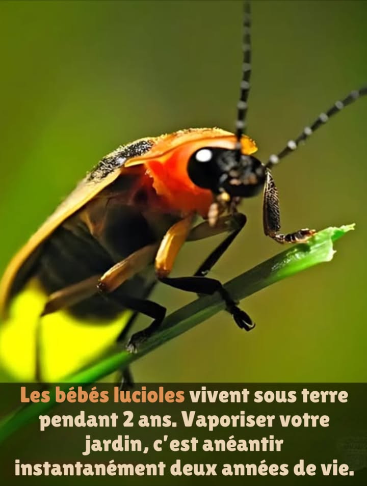 Sauver les lucioles commence sous terre
Les bébés lucioles passent 1 à 2 ans sous terre, se nourrissent de ravageurs et se préparent à illuminer les nuits dété.
Un seul passage de pesticide peut éliminer une génération entière.
 Pas de larves, pas de lumière.
 Elles ont besoin dun sol humide, vivant et sans produits chimiques.

Préserver le sol, cest préserver la magie.
 Opter pour des solutions naturelles, cest faire briller lété.