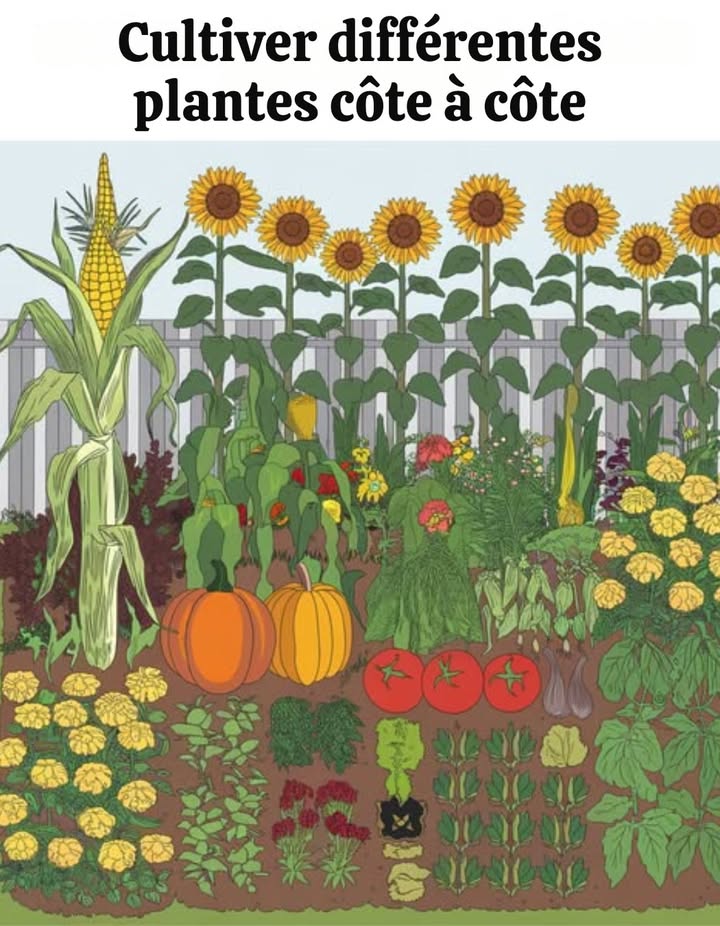 Association de Cultures : Créer un Potager Naturellement Équilibré et Productif 

 Principe de Base
Technique qui consiste à cultiver différentes plantes ensemble pour quelles se soutiennent mutuellement : lutte contre les nuisibles, enrichissement du sol, optimisation de lespace.

 Associations Gagnantes à Intégrer dans ton Plan
 Maïs  Amarante : Ombre partagée et soutien naturel
 Courges  Légumineuses : Azote enrichi par les légumineuses = sol plus fertile
 Tomates  Basilic : Saveur améliorée  répulsif naturel contre les insectes
 Tournesol : Barrière vivante  aimant à pollinisateurs

 Contrôle Naturel des Ravageurs
 Capucines  Poivrons : Effet répulsif contre les insectes
 Bourrache : Attire les pollinisateurs et protège les plantes voisines

 Utilisation Intelligente de lEspace
 Racines profondes carottes  racines superficielles laitues = synergie parfaite dans un même lit

 Ornementales et Fruitiers au Service du Potager
 Œillets dInde  Pommiers/Cerisiers : Attirent les insectes utiles et protègent naturellement

 Sinspirer de la nature pour cultiver mieux
Un potager bien pensé avec des associations naturelles, cest plus de récolte, moins de traitements, et un jardin plein de vie.
