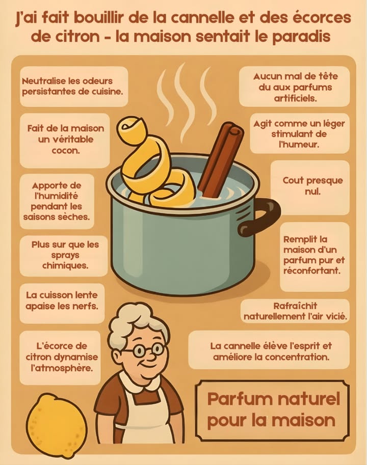 Jai fait bouillir de la cannelle et des écorces de citron  la maison sentait le paradis
 Parfum naturel pour la maison