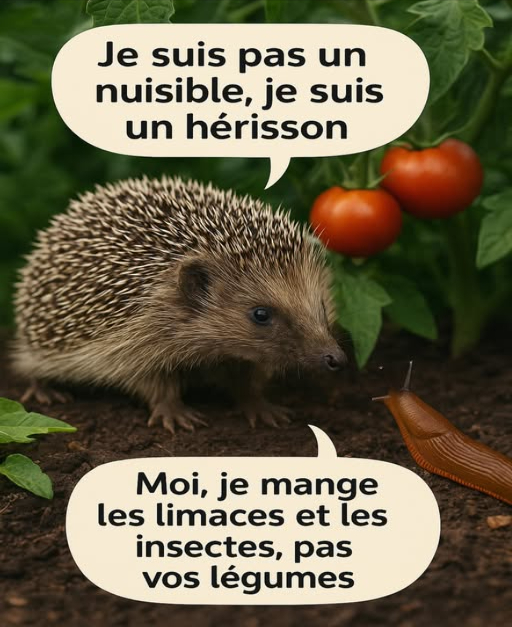 璉 Le gardien du potager 
Le hérisson nest pas un nuisible : il protège vos légumes en dévorant limaces et insectes !