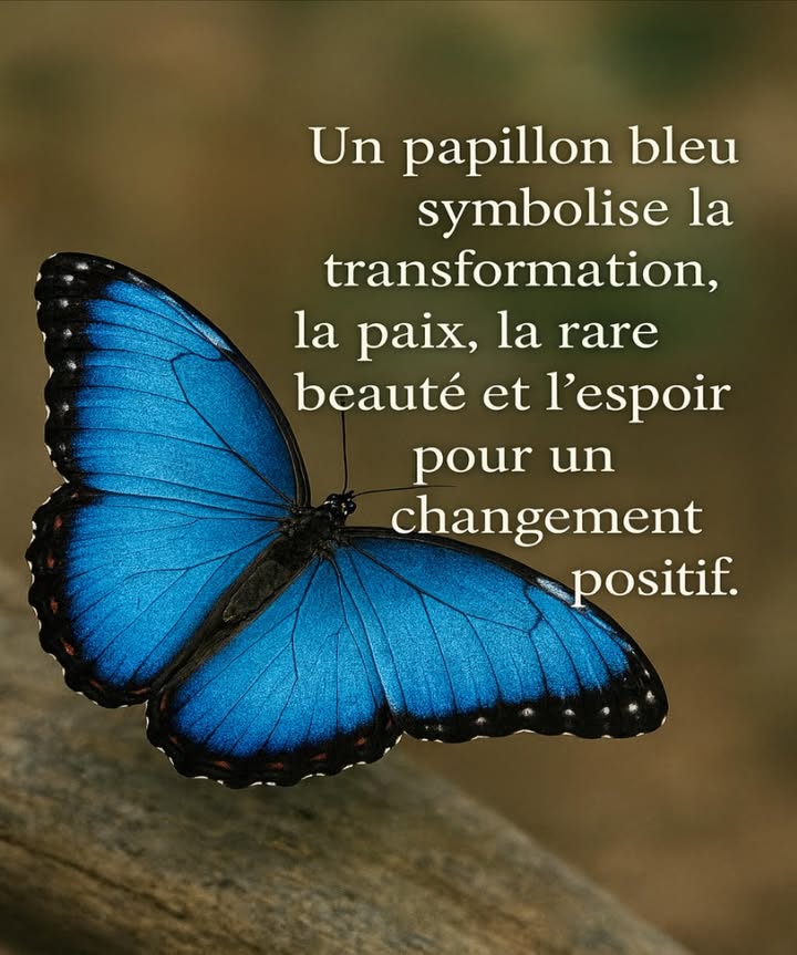 Symbole de paix et de transformation, le papillon bleu nous rappelle la beauté des changements positifs.