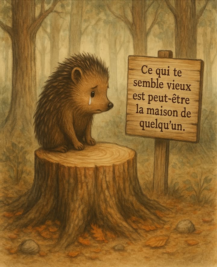 Il avait trouvé refuge dans le creux dun vieux chêne
Jusquà ce quun bruit de scie vienne tout effacer.
Ce que lon coupe sans y penser,
Dautres y vivaient en paix.

 Pensons aux petites vies invisibles avant dabattre lirremplaçable.