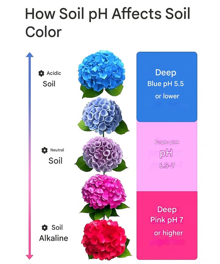 Quick Guide to Changing the Color of Hydrangeas 

1 Test your soils pH  its the key to flower color.

2 For blue or purple blooms  add aluminum sulfate or used coffee grounds.

3 For pink or red flowers  mix in garden lime or crushed eggshells.

4 Make changes gradually  be patient, as results take time.

5 Keep checking and adjusting until you reach the color you want.

 Enjoy making your hydrangeas more vibrant and uniquely yours!
