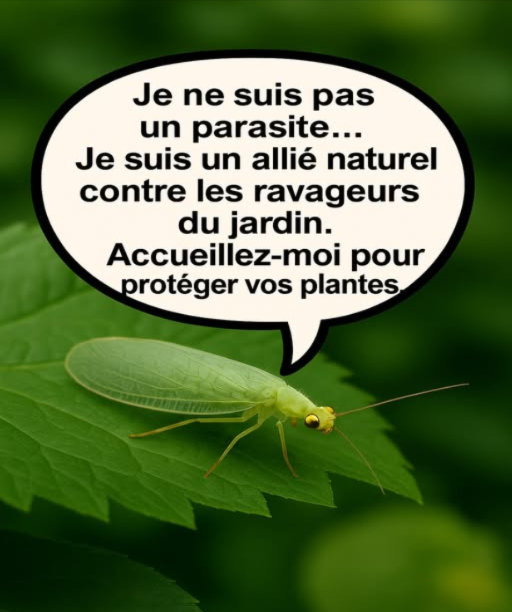 Ne chassez pas la chrysope ! Ses larves affamées mangent pucerons, cochenilles et acariens. Un véritable allié pour protéger vos plantes naturellement