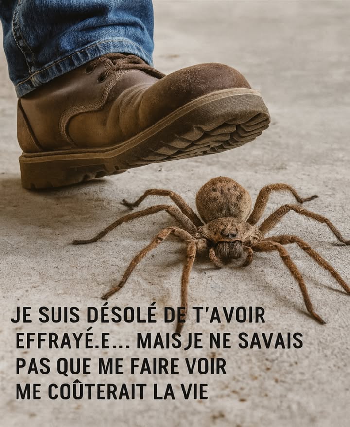 Les araignées ne vous veulent aucun mal.
Aidez-les à sortir, au lieu de les écraser.
 Elles veulent juste vivre, comme vous.