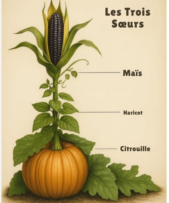 LES TROIS SŒURS : LE SECRET AGRICOLE DES PEUPLES AUTOCHTONES

Bien avant larrivée des engrais et de lagriculture moderne, les peuples autochtones des Amériques avaient déjà mis au point un système idéal : la culture intercalaire du maïs, des haricots et des courges.

Cette méthode, connue sous le nom des Trois Sœurs, fonctionnait en symbiose :

 Le maïs servait de support aux haricots.

齃 Les haricots enrichissaient le sol en fixant lazote, ce qui profitait au maïs.

 La courge, avec ses larges feuilles, couvrait le sol, contribuait à retenir lhumidité et empêchait la pousse des mauvaises herbes.

Un équilibre naturel, efficace et durable, conçu des siècles avant que la science ne puisse lexpliquer.

 Un témoignage de la sagesse ancestrale qui a encore beaucoup à nous apprendre aujourdhui.