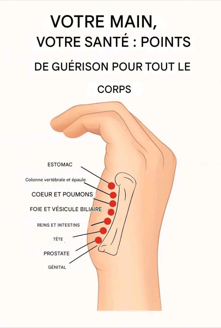 Votre main, votre santé 
Points de guérison qui reflètent tout le corps