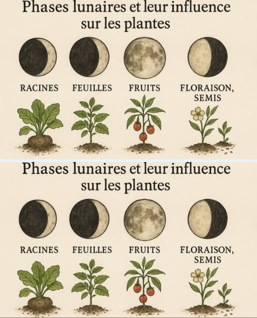 Phases lunaires et leur influence sur les plantes 
Depuis des siècles, les jardiniers et agriculteurs observent la lune pour planifier leurs semis et récoltes. Linfluence des phases lunaires sur les plantes repose sur lidée que la gravité et la luminosité de la lune peuvent affecter la germination, la croissance et la production des végétaux.
Pendant la nouvelle lune, lobscurité favorise le développement des racines. Cest le moment idéal pour semer des légumes-racines comme les carottes, les radis ou les pommes de terre. Avec le premier croissant, la lumière croissante stimule la croissance des parties aériennes : cest une période favorable pour planter des légumes-feuilles et des plantes aromatiques.
La pleine lune, lorsque la luminosité est maximale et que la sève est à son apogée, est souvent associée à des récoltes abondantes et à un développement vigoureux des fruits et fleurs. Cest le moment parfait pour semer des légumes-fruits tels que les tomates, courgettes ou haricots. Enfin, le dernier quartier, avec la diminution de la lumière, encourage la consolidation des racines et un repos relatif des plantes. Cest une phase propice à lentretien du jardin : taille, désherbage, fertilisation.
Même si les preuves scientifiques restent limitées, de nombreux jardiniers affirment constater de meilleurs résultats en suivant ces cycles. Intégrer le rythme lunaire dans vos pratiques, cest renouer avec une tradition ancestrale et respecter davantage les cycles naturels de la terre.