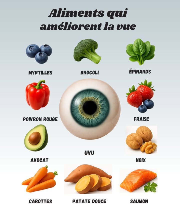 Aliments pour une vue daigle 復

1 Myrtilles, fraises et autres petits fruits colorés donnent un coup de boost grâce à leurs antioxydants. Et oui, manger une barquette entière dun coup, ça compte mais pas sûr que ce soit conseillé !

2 Les légumes verts comme le brocoli et les épinards regorgent de lutéine, un vrai bouclier pour les yeux. Petite erreur fréquente : les noyer dans la crème ça perd un peu son côté santé !

3 Les carottes et la patate douce sont les stars de la vitamine A. Elles aident à mieux voir dans la pénombre. Mais non, ça ne transforme pas en super-héros à vision nocturne 

4 Le saumon et lavocat apportent les bonnes graisses qui hydratent et protègent la rétine. Attention, chips à lavocat ne comptent pas vraiment 來

5 Les noix boostent la circulation et gardent les yeux en pleine forme. Si vous en grignotez trop, ça devient plutôt un booster de kilos !

 En combinant ces aliments au quotidien, vos yeux vous diront merci et vos assiettes seront bien plus colorées !